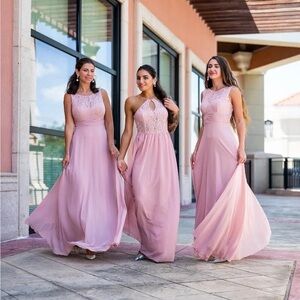 New! Bridesmaid Dusty Pink Long Dress